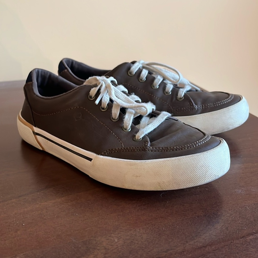 Kids Sperry Boardwalk Leather Sneaker Size 3.5M